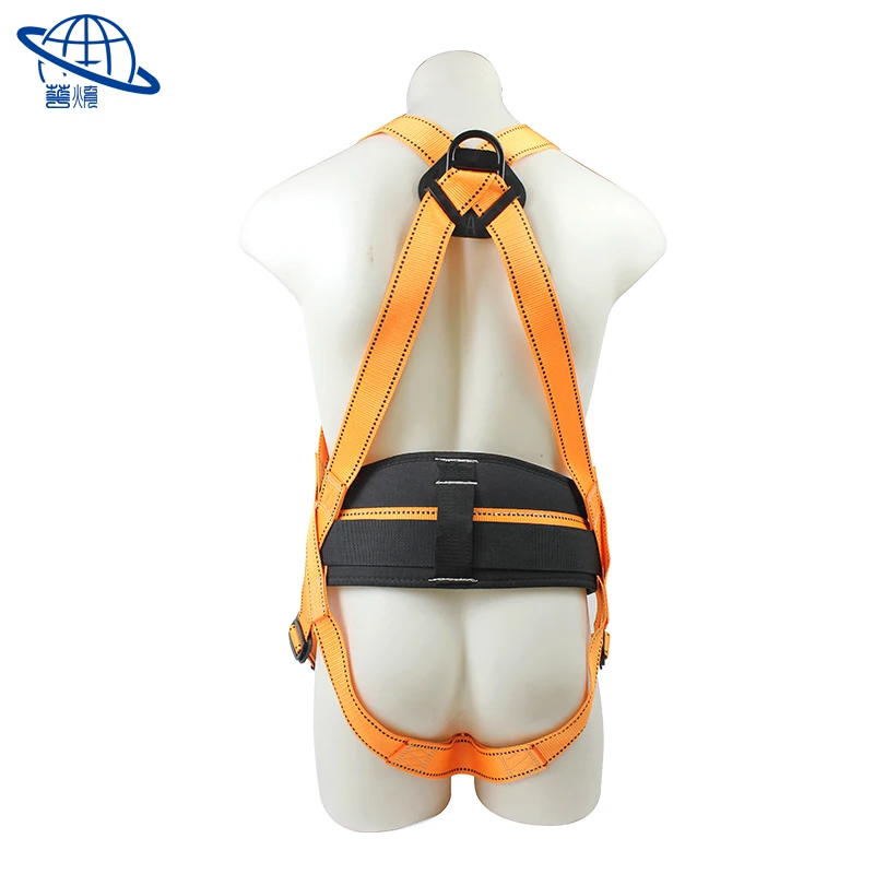 outdoor rock climbing Aluminum automatic buckles polyester webbing full body safety harness