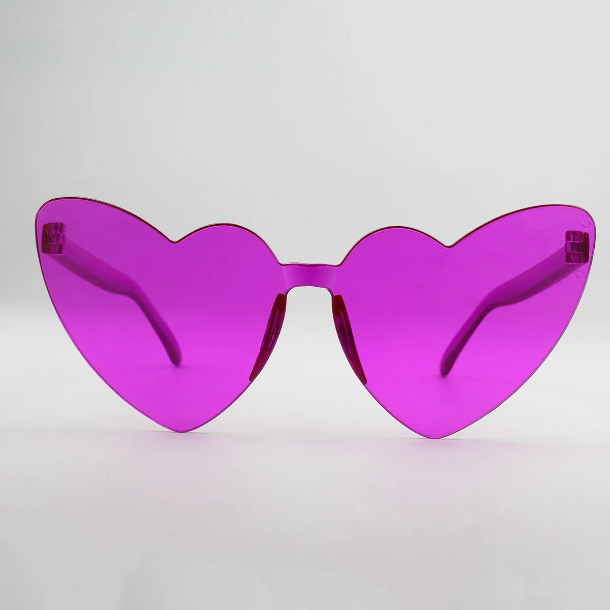 2024 Promotion Transparent Candy Color Eyewear Frameless Party Glasses Heart Shaped Oversized Rimless Sunglasses custom logo