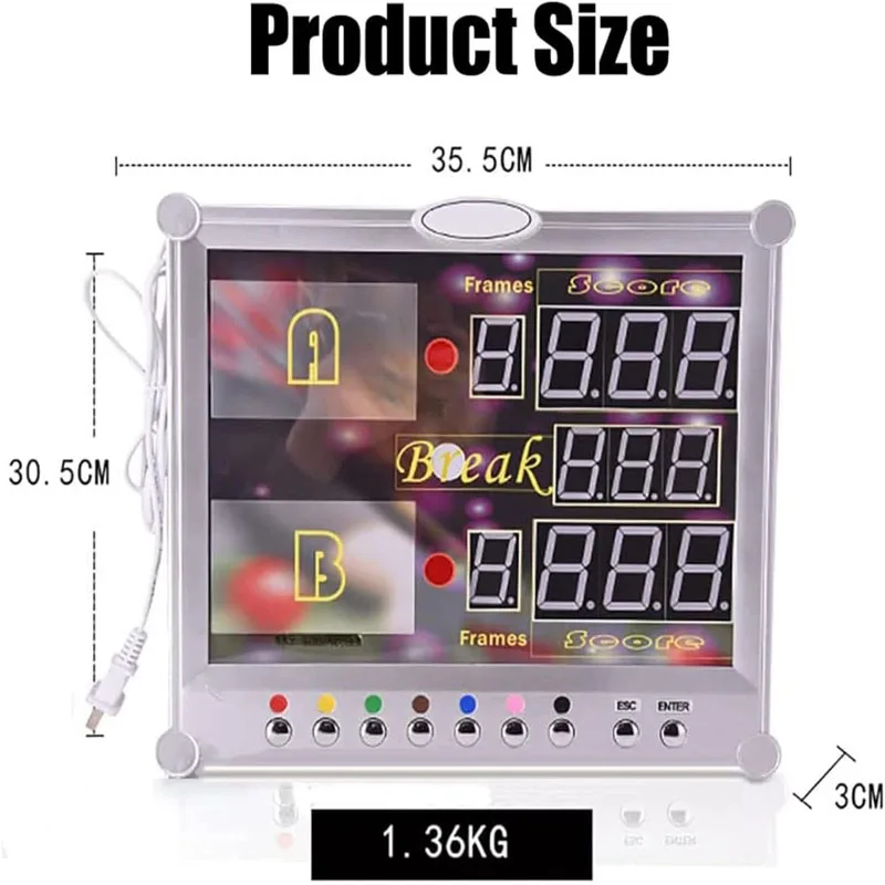 Wall-Mount LED Digital Display Scoreboard Snooker Game Scoreboard Points Counter