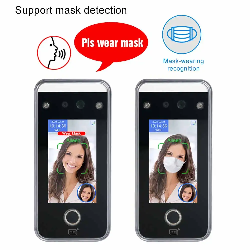 AI Face Recognition Camera QR Code Reader Biometric Face ID Access Control Time Recording Fingerprint Time Clock