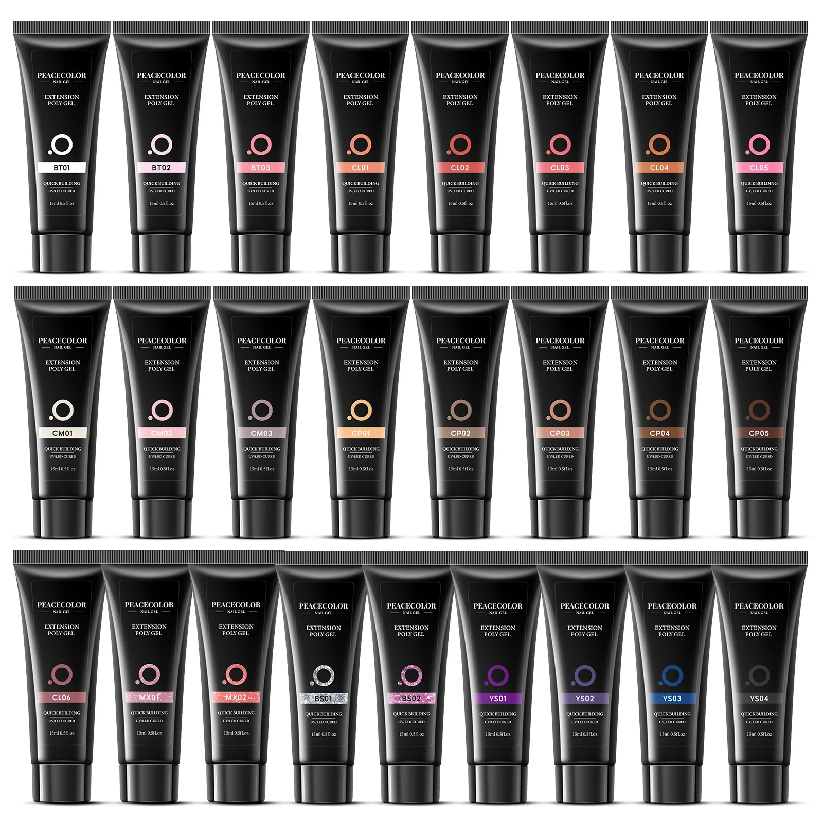 Wholesale 25 Colors UV Extension Gel 15ml Poly Nail Gel Polish High Quality Nail Art Painting Finger Quick Building Easy Apply