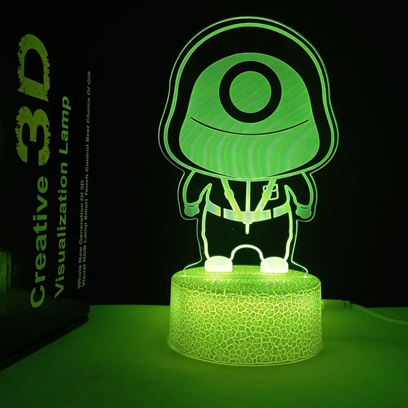 2021 Hot Korean Thriller TV Series Horror 3D night light squid game illusion lamp Squid Game for