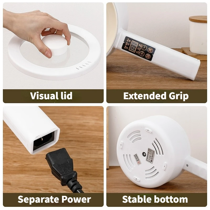 New Style Custom Logo Long handle Mini Electric Steamer Boiler Hot Pot cooker Nonstick Breakfast Cooker