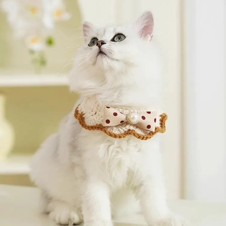 Crochet Lovely Fashion Fancy Knitting Yarn Pet Decorations Cat Dog Scarf Necklace