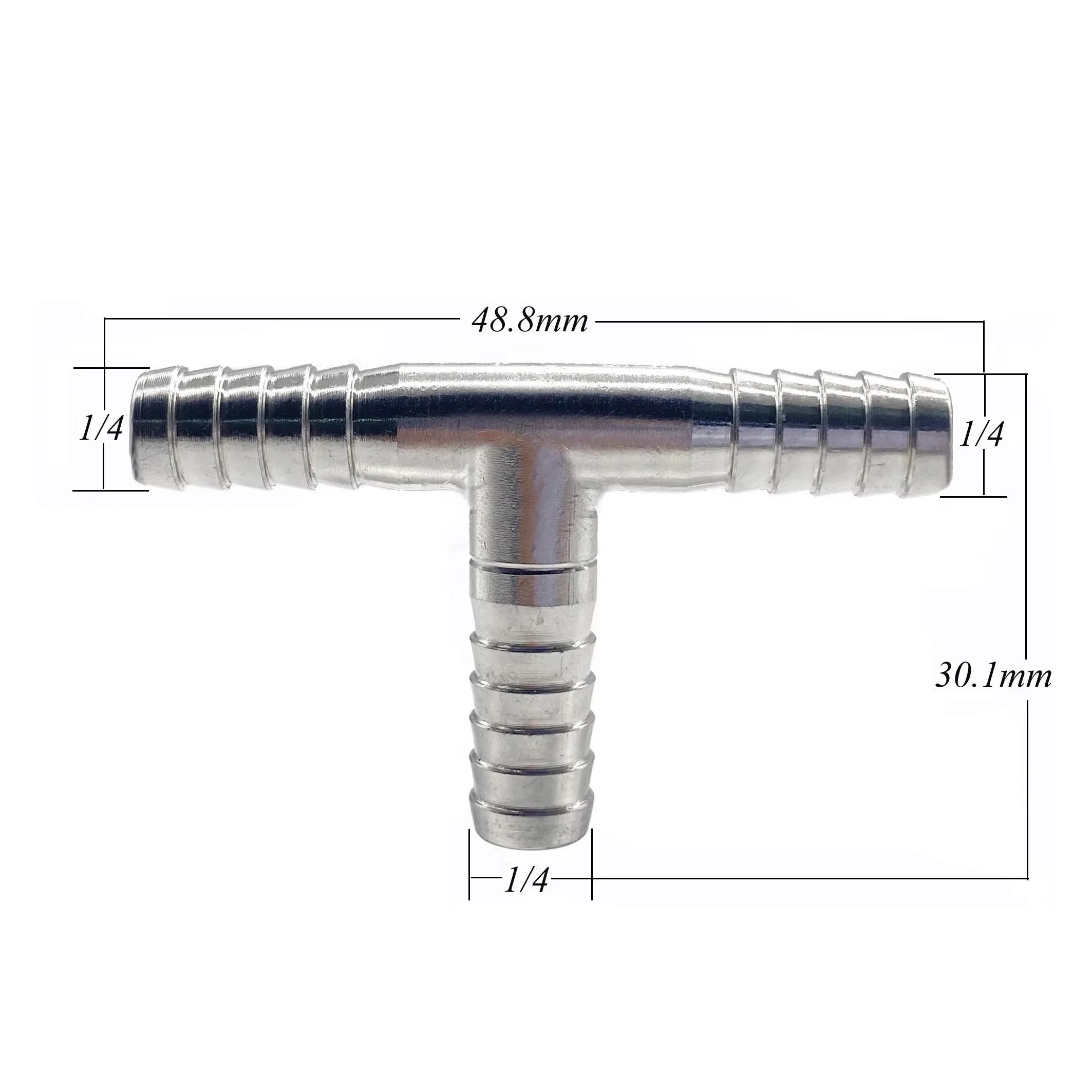 304 Stainless Steel Forge Branch Tee Fitting 3/8 Barb Hose Adapter Cross Manifold Food Beverage Distribution-Pipe Fittings Beer