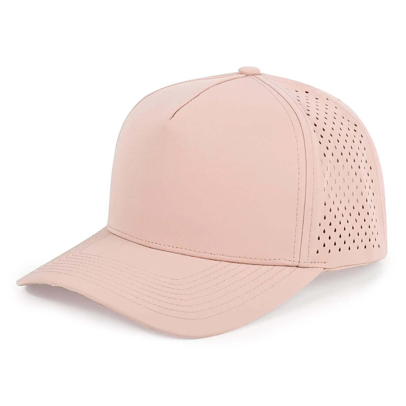 Plain Pink 5 Panel Custom Blank hats Trucker With rope SnapBack Hat designer Cap Laser Perforated Cap Golf Ball Cap for Men