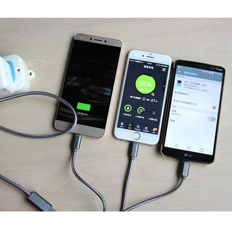 Multi USB Charging Cable USB Charger Cords,4ft/1.2m Nylon Braided 3 in 1 Charging USB Cable for Mobile Phones Tablets and More