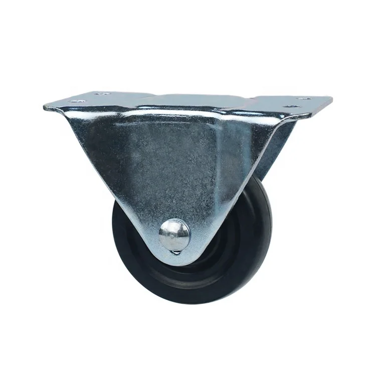 wholesale 4 inch low profile rigid black hard rubber caster wheels for industrial equipments