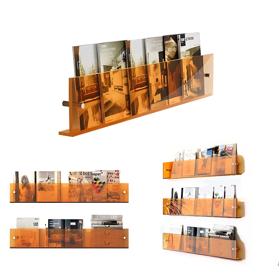 Orange 1 pack 31.5x1.4x5.9 inches For Office Home Wall Organizer Hanging File Organizers Orange Acrylic Wall Mounted File Holder