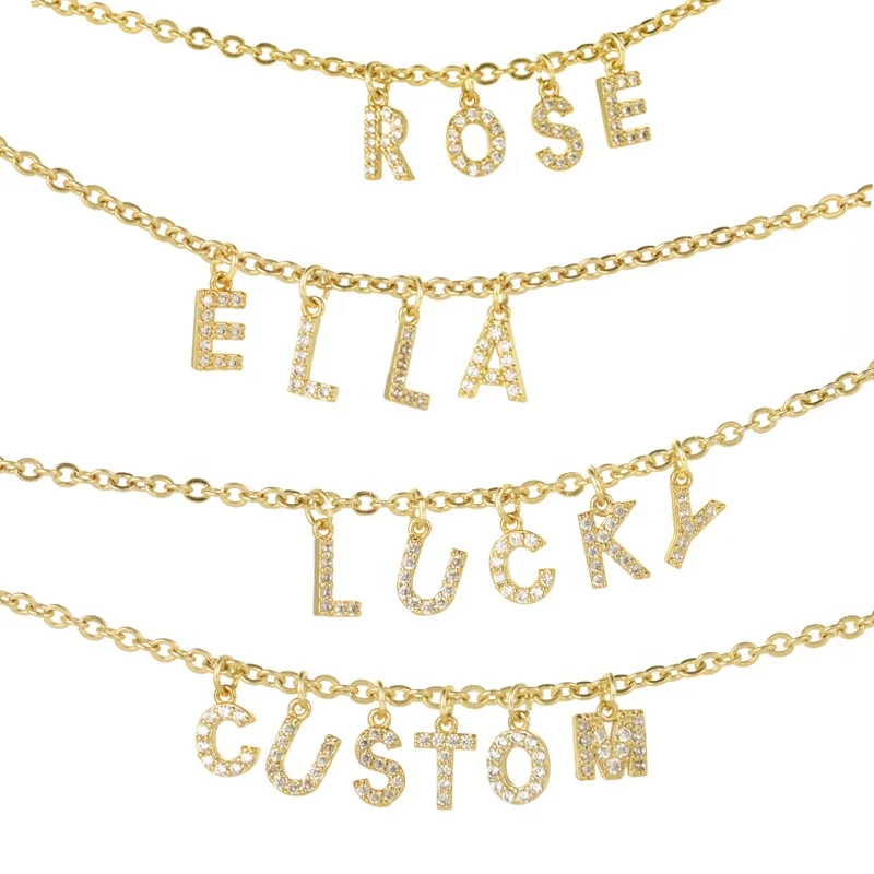 Gold & Platinum Plated CZ Micro Pave Findings Letter A Pendant Charm Alphabet Letter Charms For Necklace Bracelet Jewelry Making