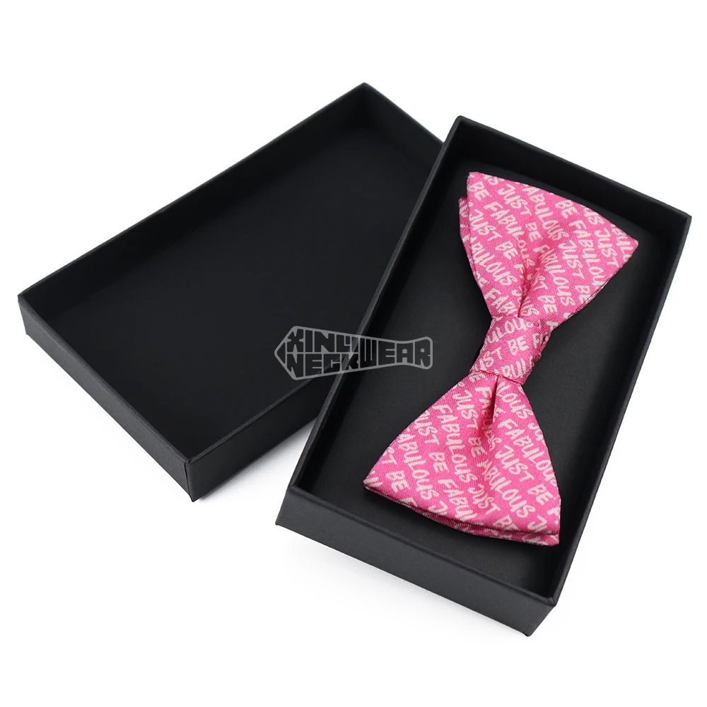 Luxury Designer Polyester Silk Blend Bowties Mens Woven Patterned Pre Tied Custom Logo Bow Ties