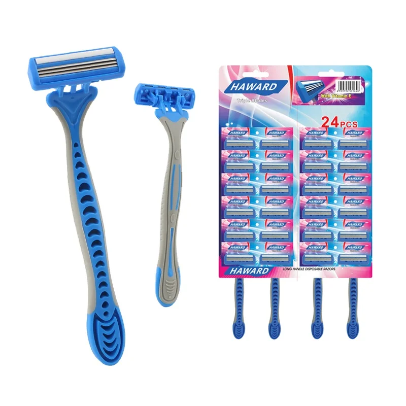 Wholesale Disposable Razor 3 Blade Rubber Handle Shaving Razor Blade For Women and Man