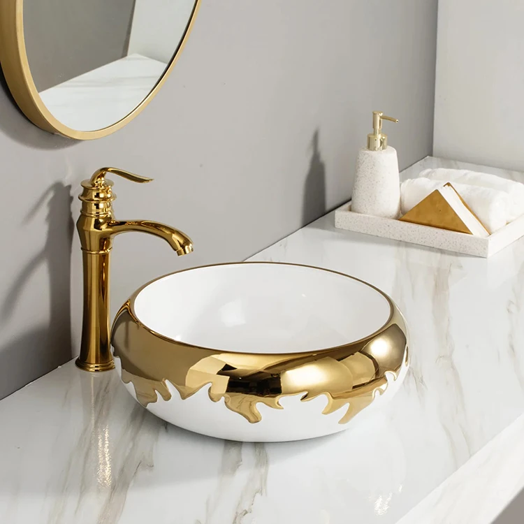 suppliers custom decorative ceramic sink bathroom hand wash basin round table top fancy bathroom sink art basin