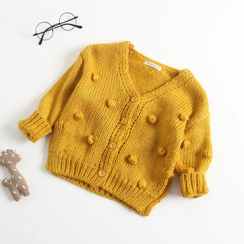 
Fall Spring Knitted Baby Girls cotton soft solid sweater cardigan 