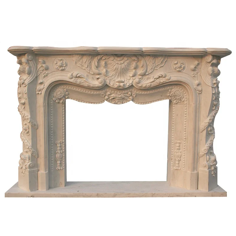 Fancy Wholesale Natural Stone Carved Marble Carving Fireplace