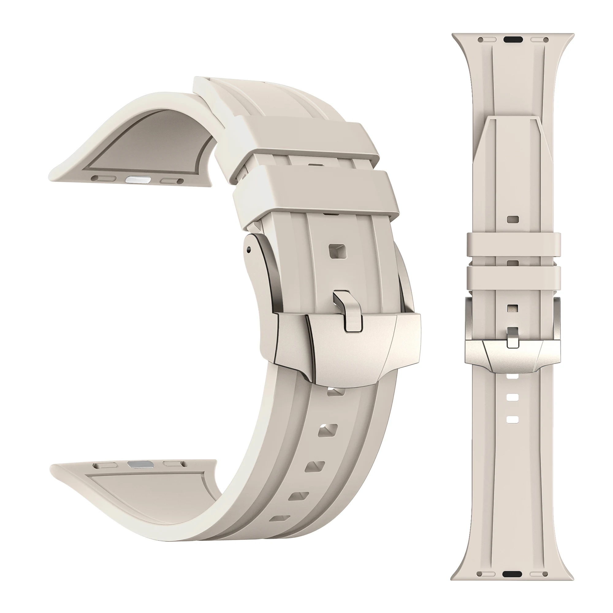 RYB Fluoroelastomer Watch Strap For Apple Watch Ultra 49mm Fluororubber Fkm Rubber Wrist Band For Iwatch Series 9 8 7 41mm 45mm