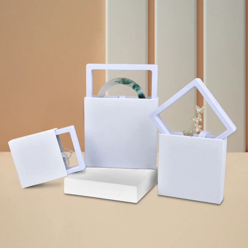 Transparent Membrane Floating Frame Ring Earring Coin Medal Medallion Display Box Clear Flexible Jewelry Display Storage Box