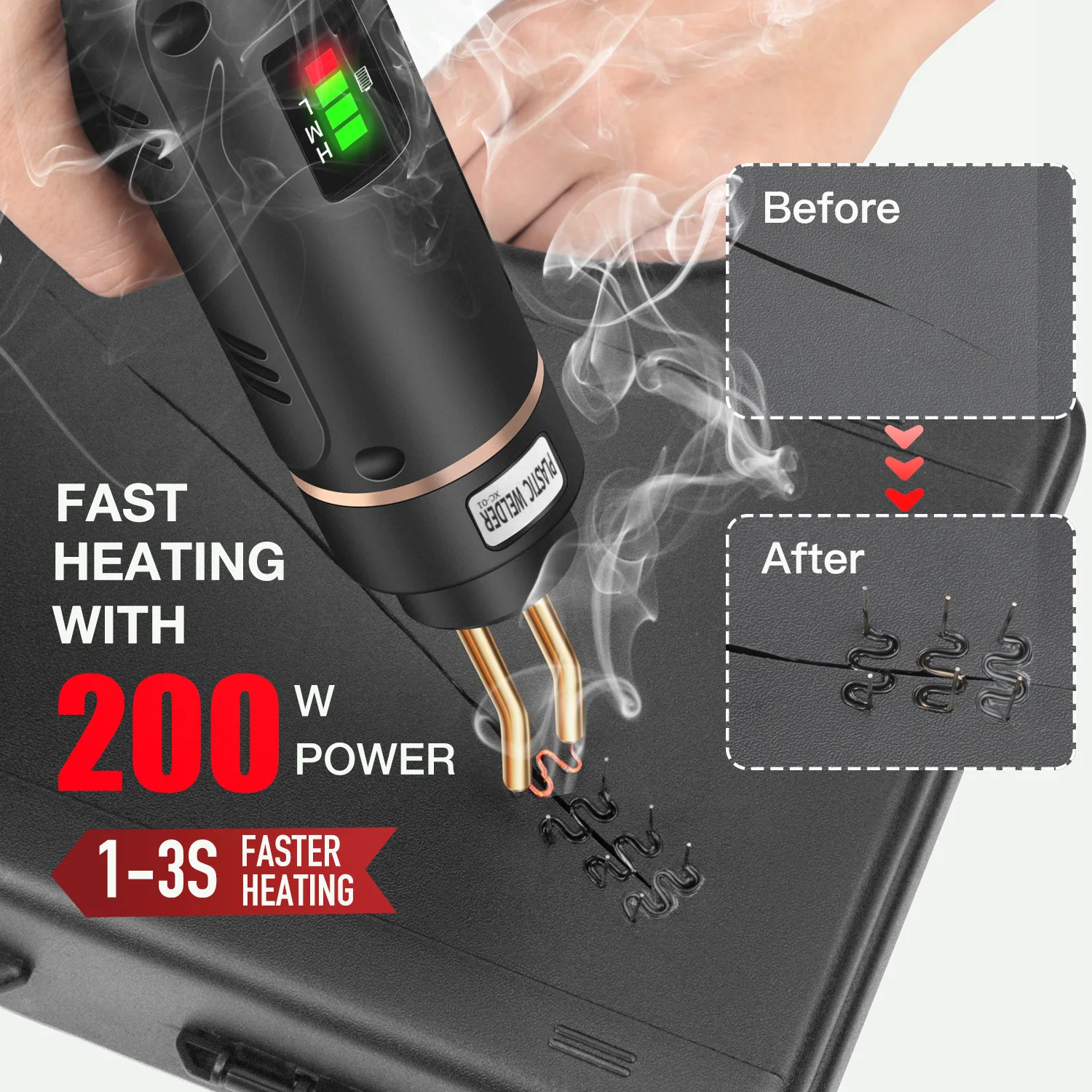 200W Cordless rechargeable Bumper Crack Repair Kit  Plastic Welding Kit  Plastic Welder Gun