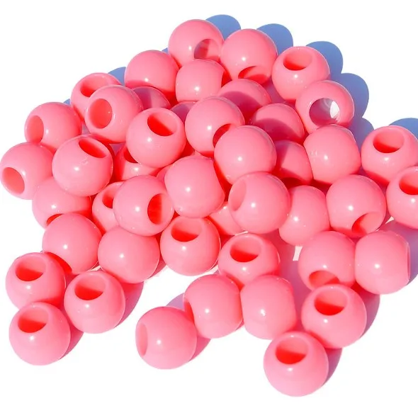 10mm Candy Color Acrylic Round Spacer Big Hole Pony Beads For Jewelry Making DIY Beads Accessories