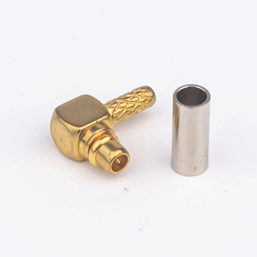 Hot sale Male 50 ohms right angle gold plated soldering mini for cable assemblies RF coaxial MMCX connector