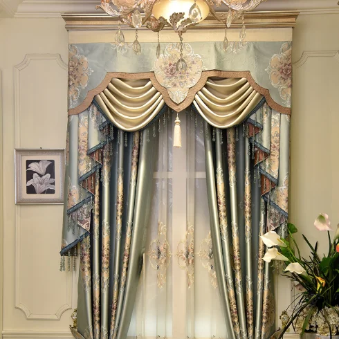 Fabric Villa Living Room Bedroom Curtain Cloth Simple European American High-precision Small Relief Jacquard 1 Piece Woven Rope