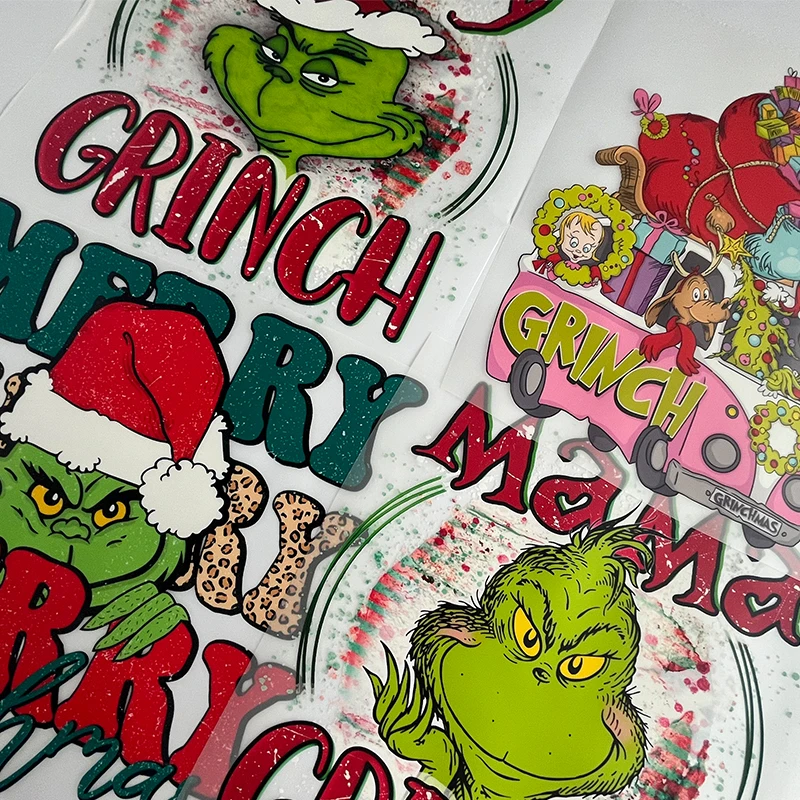 Оптовая продажа готовый к печати дешевый термоутюжок на заказ наклейка с логотипом одежда Рождественский Трафаретный принт футболка термопереводом