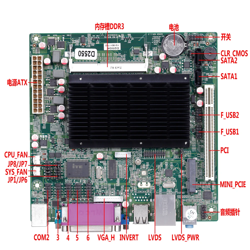 mini itx motherboard with fcpga946 socket ELSKY manufacturer  China ATX Power D2550  with 2 COM and 1 LPT(N2600/N2800 )