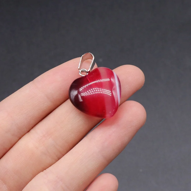 2025Agate Love Pendant for Women Men Heart Shaped Colorful Mixed Marble Couple Heart Shaped Necklace Engagement Jewelry Treasure