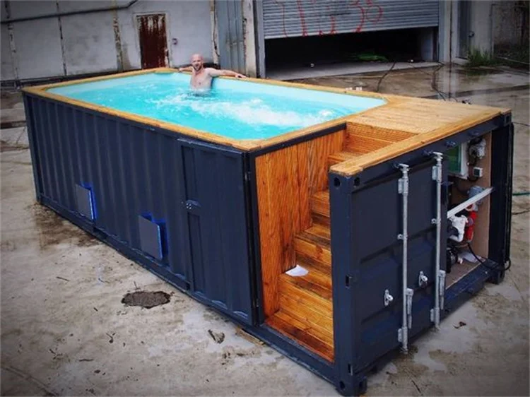 Custom large outdoor  20ft 40ft model above ground container swimming pool price fiberglass container pool