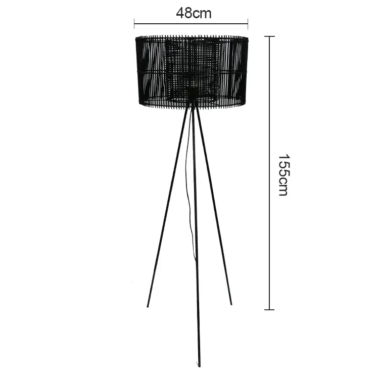 Wholesale hotel stand light decorative modern rattan tripod floor lamps for living room