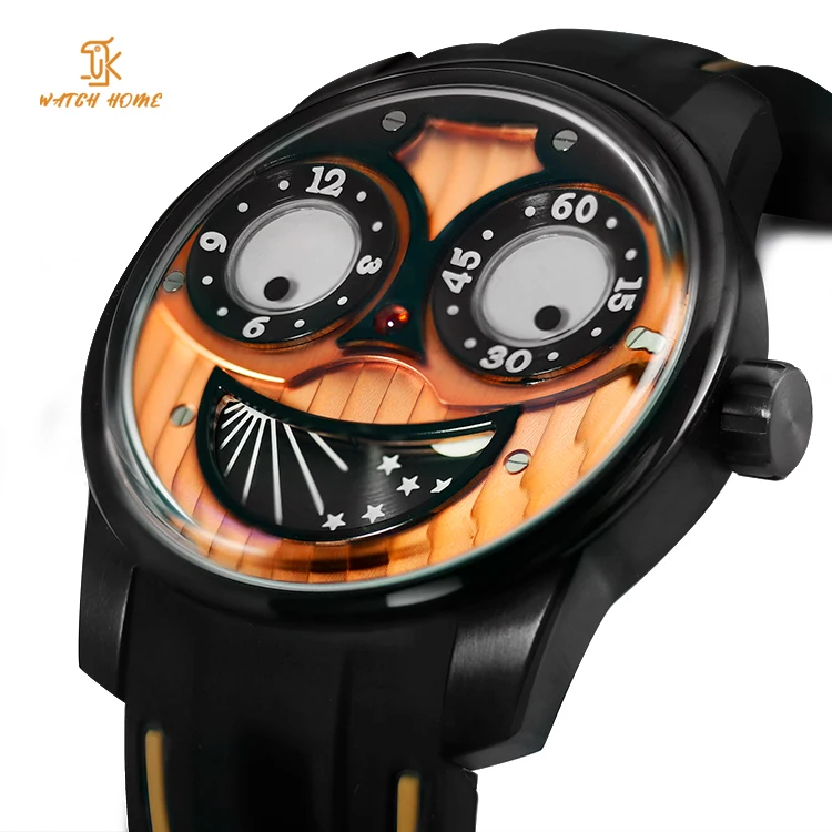 Unique 42mm Ultra Thin Moon Phase Automatic Self Winding Mechanical Watches For Joker Hallowmas Men Night Light Watch