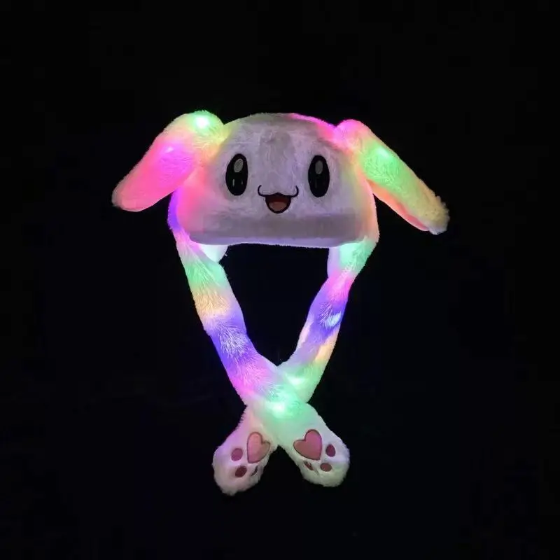 Rabbit Ear Hat Can Move Airbag Cap Stuffed Plush Gift Valentines bunny hat with led light