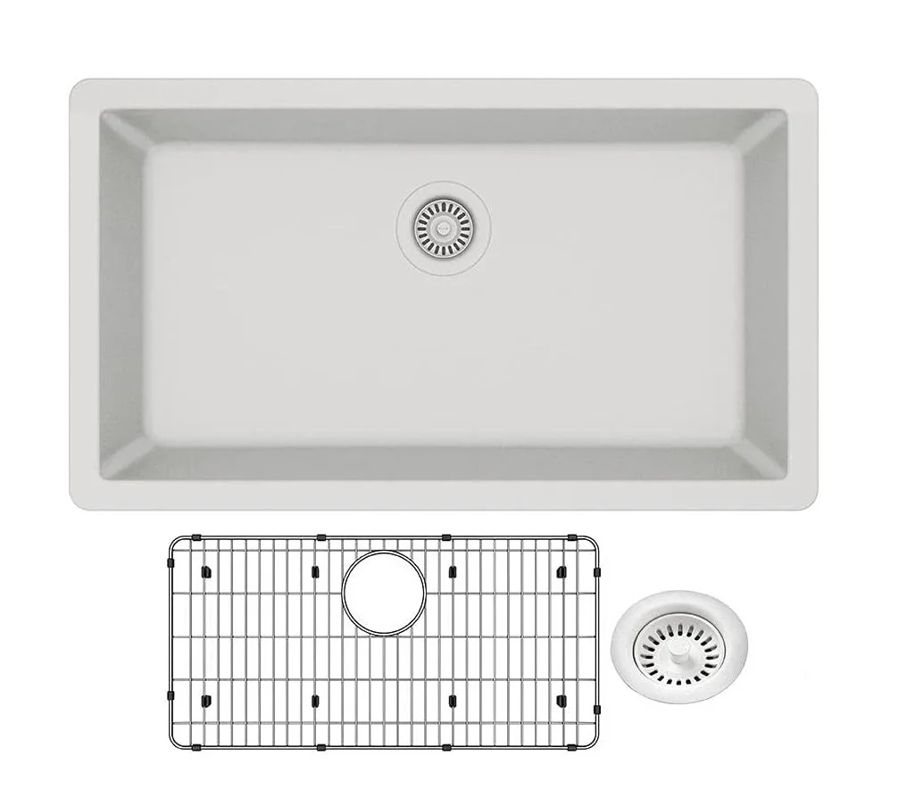 Modern Design Composite Granite Sink Single Bowl Quartz Square Counter Basin Wash Sink Quartz Kitchen Sink