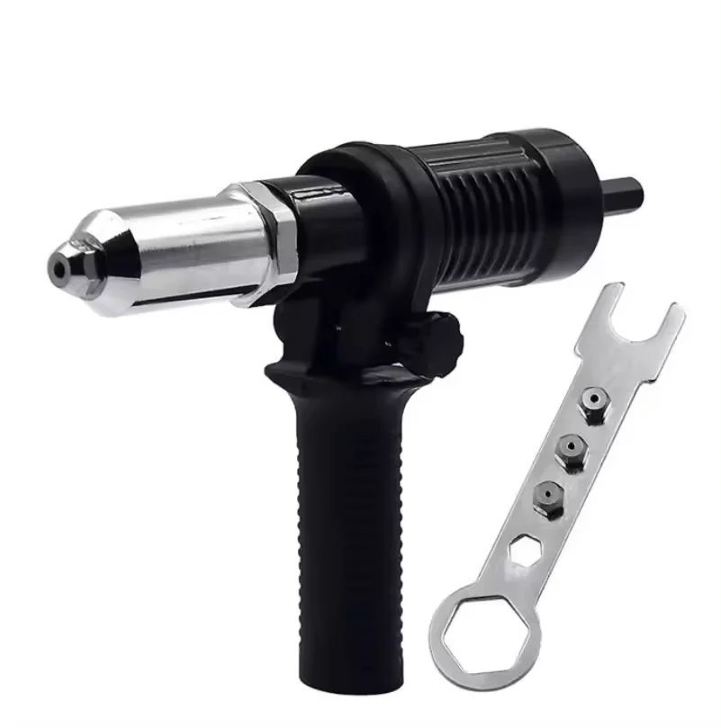 Direct Factory Electric Rivet Gun Adapter 2.4mm-4.8mm Rivet Nut Gun Drill Adapter Cordless Insert Nut Pull Riveting Tool