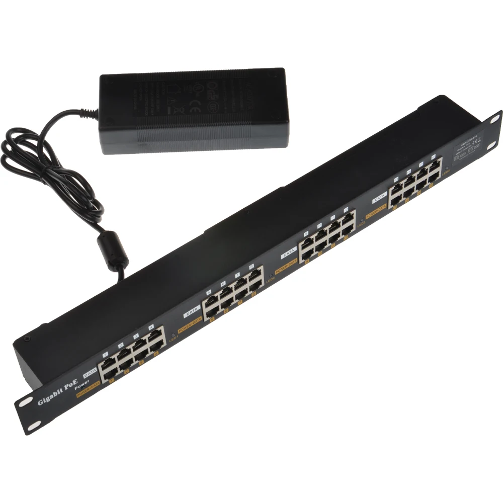 GPOE-16-24V120W стойку гигабитный Пассивный POE ранель 24v 120w PoE инжектор 16 портов