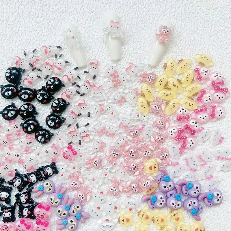 Top Popular  Various Designs Decoration Charms Nails Mini Resin 3D Crystals Acrylic Cartoon Kitty Nail Art Rhinestones