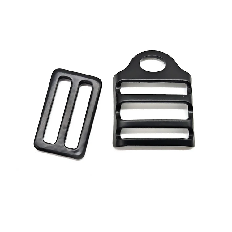 Custom Logo High Quality Alloy Metal Black Adjustable Bag Straps Buckle Fashion Tri-Glide Handbag Webbing Strap Ladder Buckle