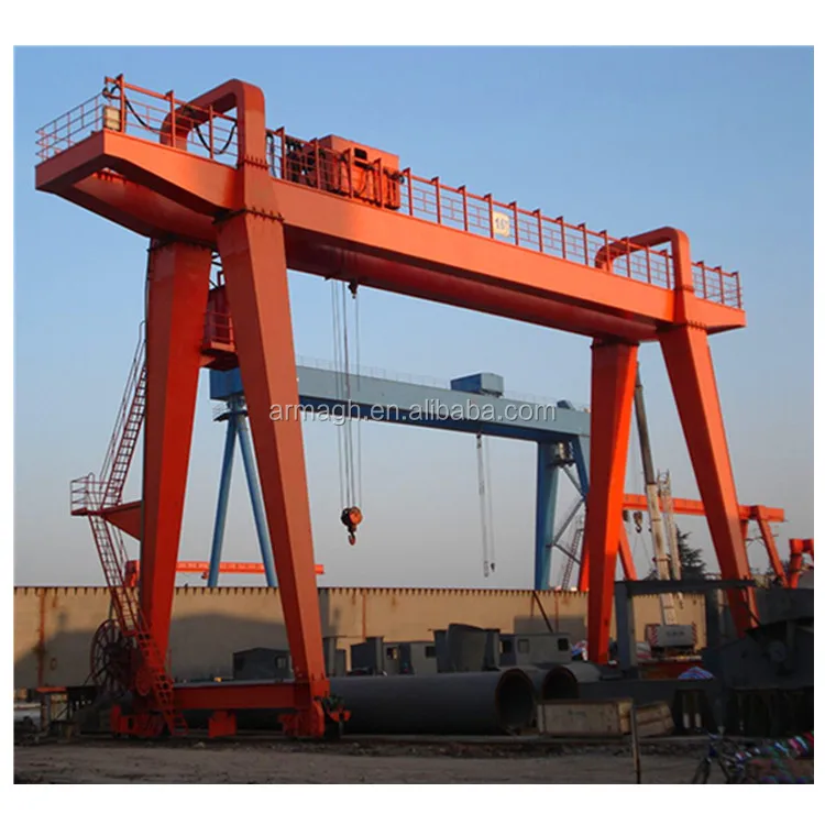 30ton trussed frame heavy duty single beam gantry crane travelling rubber tyred in factory open yards