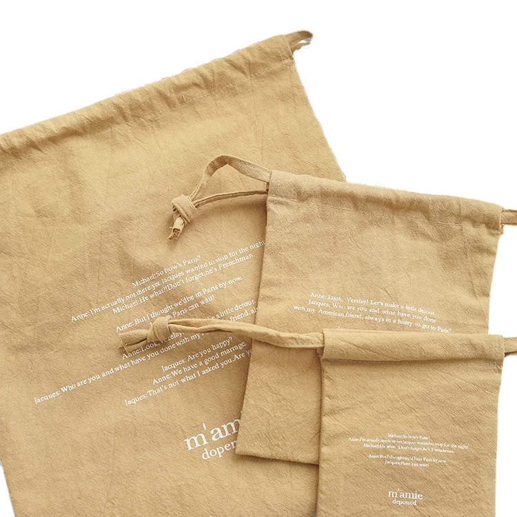 Custom  LOGO super white Muslin pouch personalized cotton drawstring bag