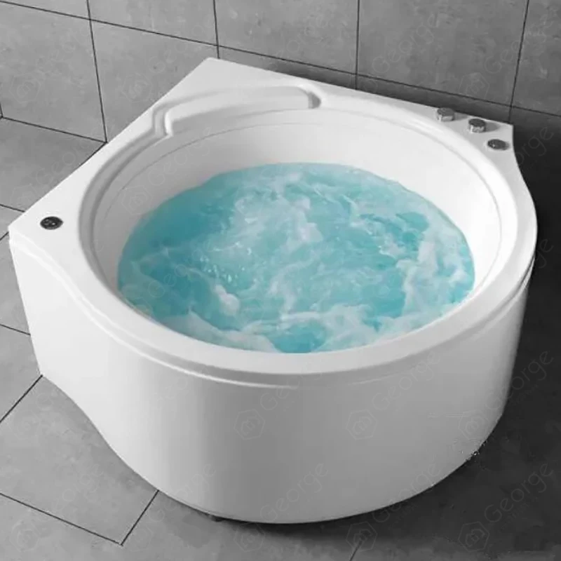 Corner round whirlpool massage bath American style waterfall jets modern small whirlpool bath tub