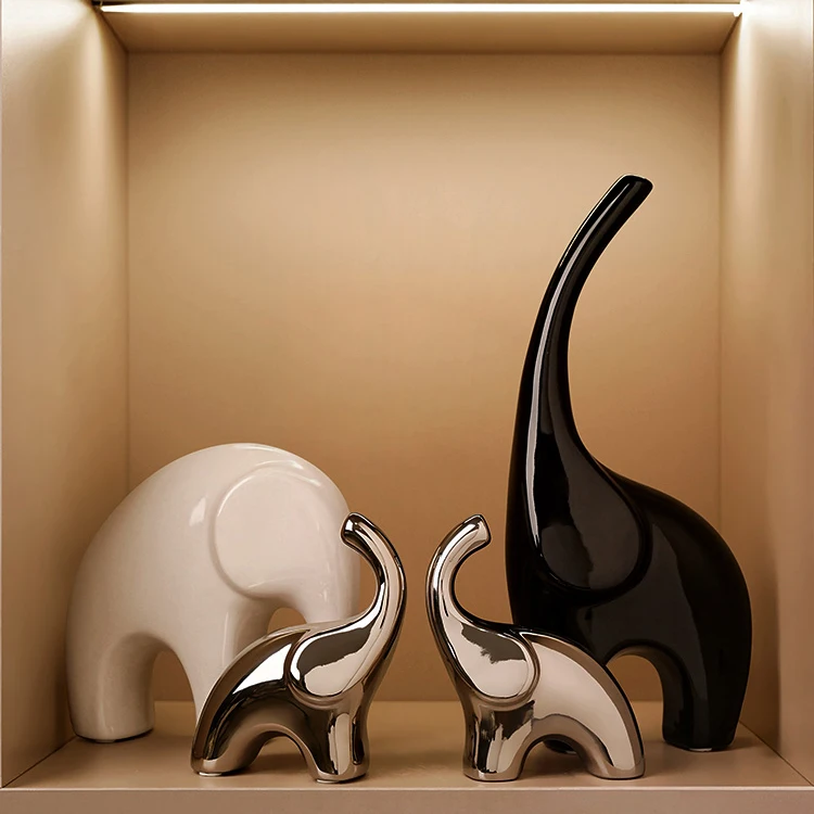 Three Elephant Ornaments To Attract Wealth Light Luxury High-end Home Wine Cabinet Decoration Sculpture Living Room Office Gifts