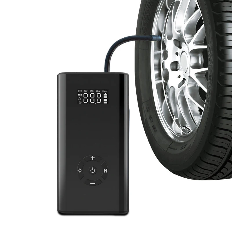 2 in 1 Portable Electric Tire Inflator Pump Power Bank Car Air Compressor Pump Auto Stop In 5 Nozzles 12v With Car Jump Starter