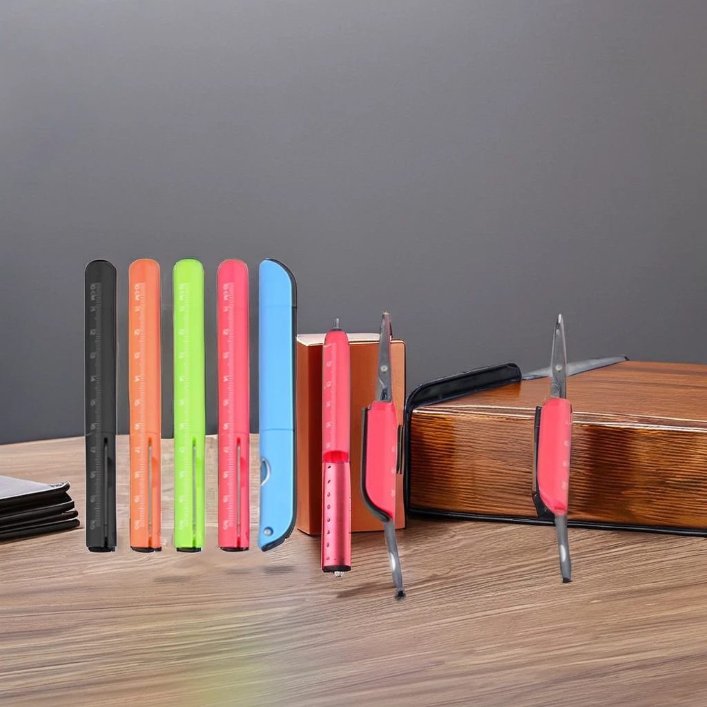 Wholesale 4 in 1 Multi Function Ball Point Pen Custom Logo Ruler Scissor Knife Pen