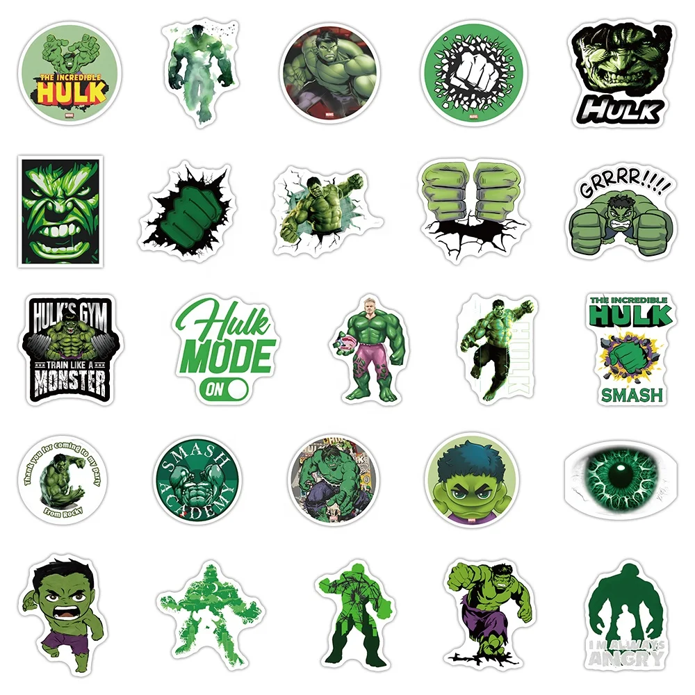 50pcs Marvel superhero graffiti stickers scooter trunk car mobile phone waterproof decoration stickers Hulk Marvel movie sticker