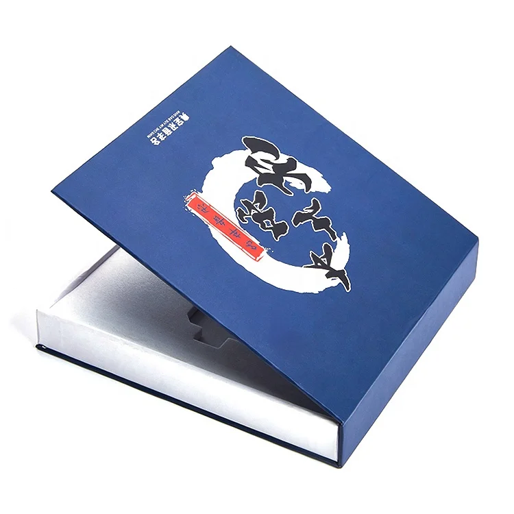 Customized Empty Blue Cardboard Luxury Fancy Magnetic Electronic Product U Disk Data Line Flip Top Hard Gift Box