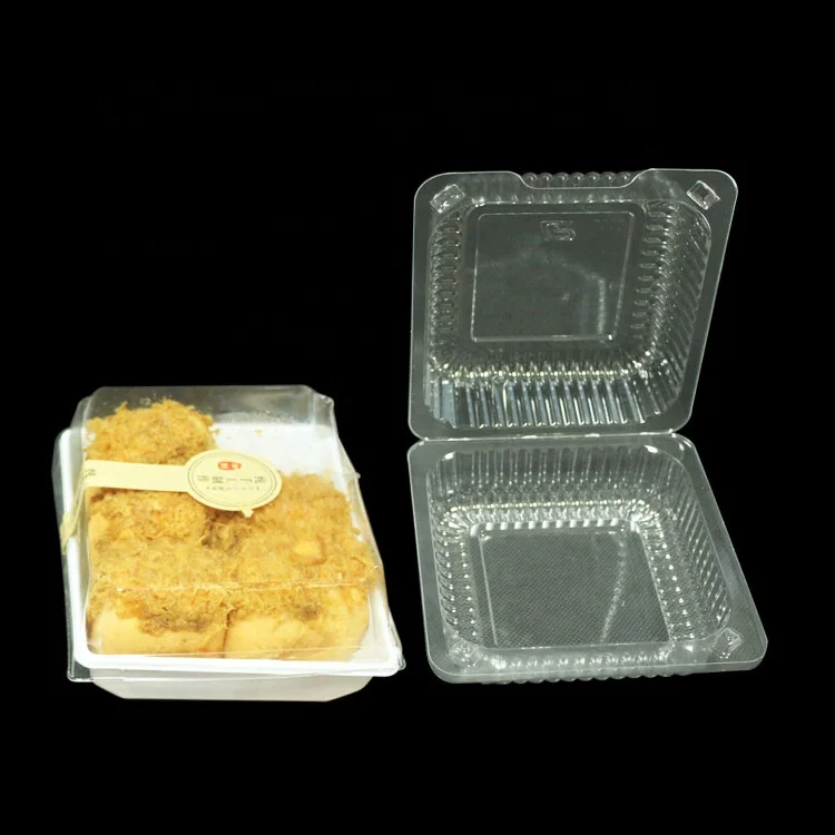 Custom Biodegradable Transparent Print Box Disposable Plastic Food Container with Stamping Embossing & Varnishing Blister Use