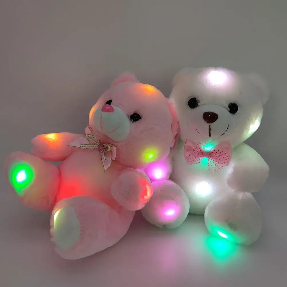 Hot Sale Valentines Day Colorful Glowing Teddy Bear Stuffed Plush LED Light Up Lighting Teddy Bear Soft Toys