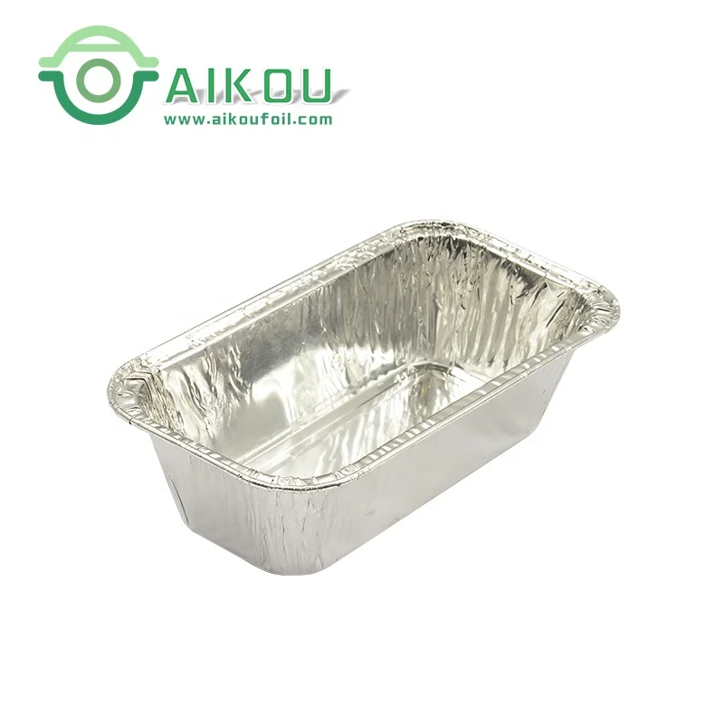 Silver 450ml rectangle disposable lunchbox microwave oven safe aluminum foil container barbecue sizes foil loaf pan with lid