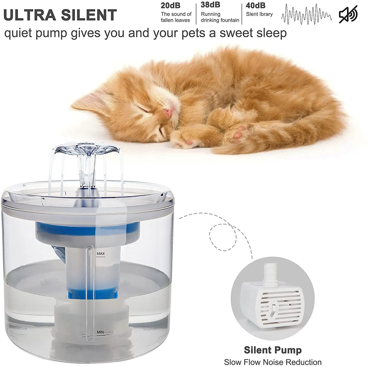 
2.6L Cat Water Fountain Filter Automatic Sensor Drinking Fountain For Cats Feeder Pet Water Dispenser Auto Drinker For Cats 
