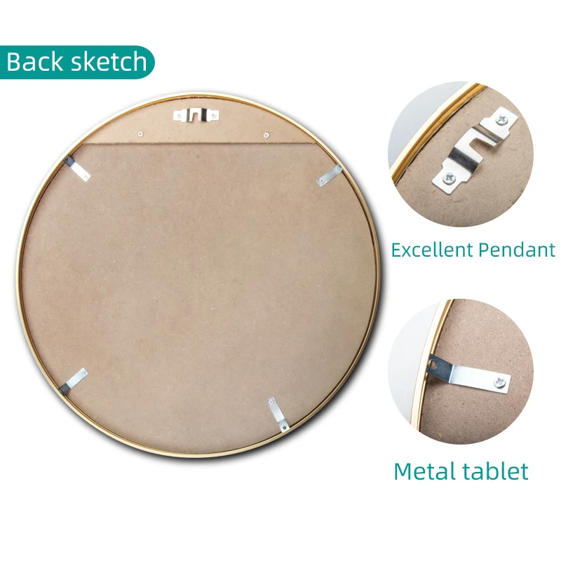 Wholesale decorative gold framed round wall mirror furniture bathroom mirror rattan wall bedroom Living Room  mirror  round